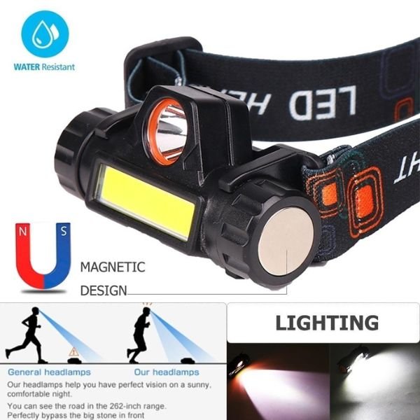 Mini COB LED USB punjiva lampa za glavu - Slika 6