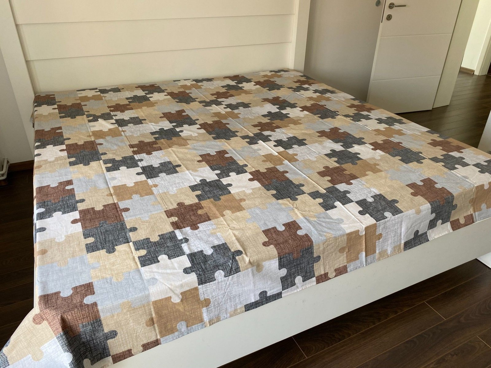Čaršav Ranforce 220x240cm bez lastiša brown puzzle