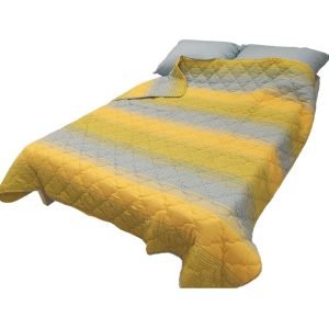 Komplet Štep francuski ležaj Mikrofiber  Plavo/Zuti