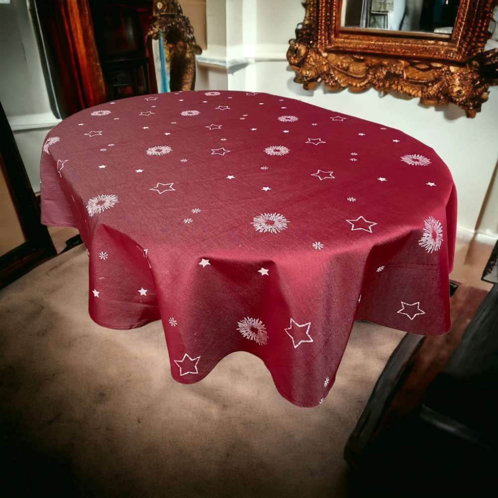 Stolnjak Ovalni 160x220cm Bordo Star - Slika 2